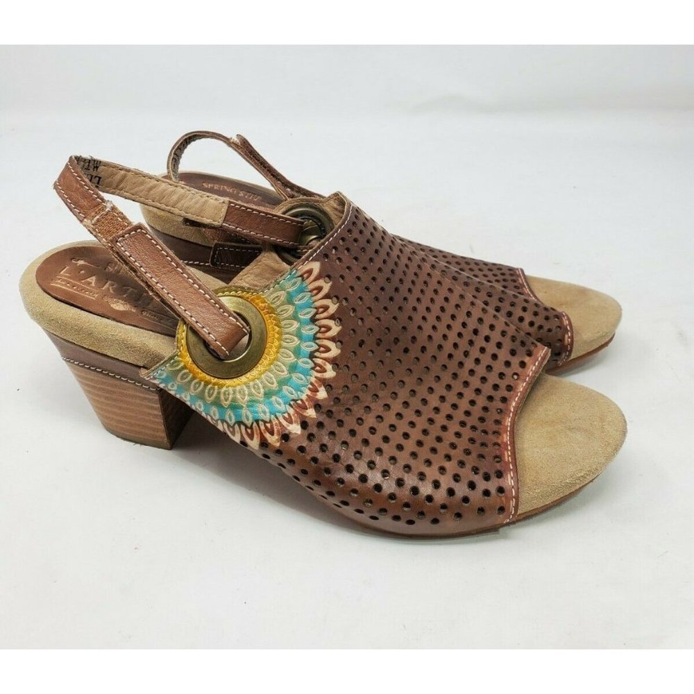 Spring Step L'Artiste Size 36 Millie Brown Leather Sandal Slingback Cutout